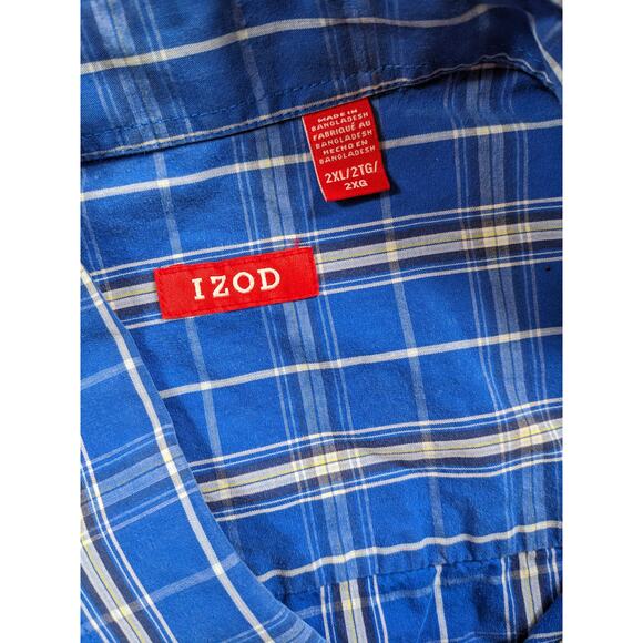 Izod Shirt Mens 2XL Plaid Button Down Long Sleeve Classic Fit Pockets Collar - Picture 2 of 16